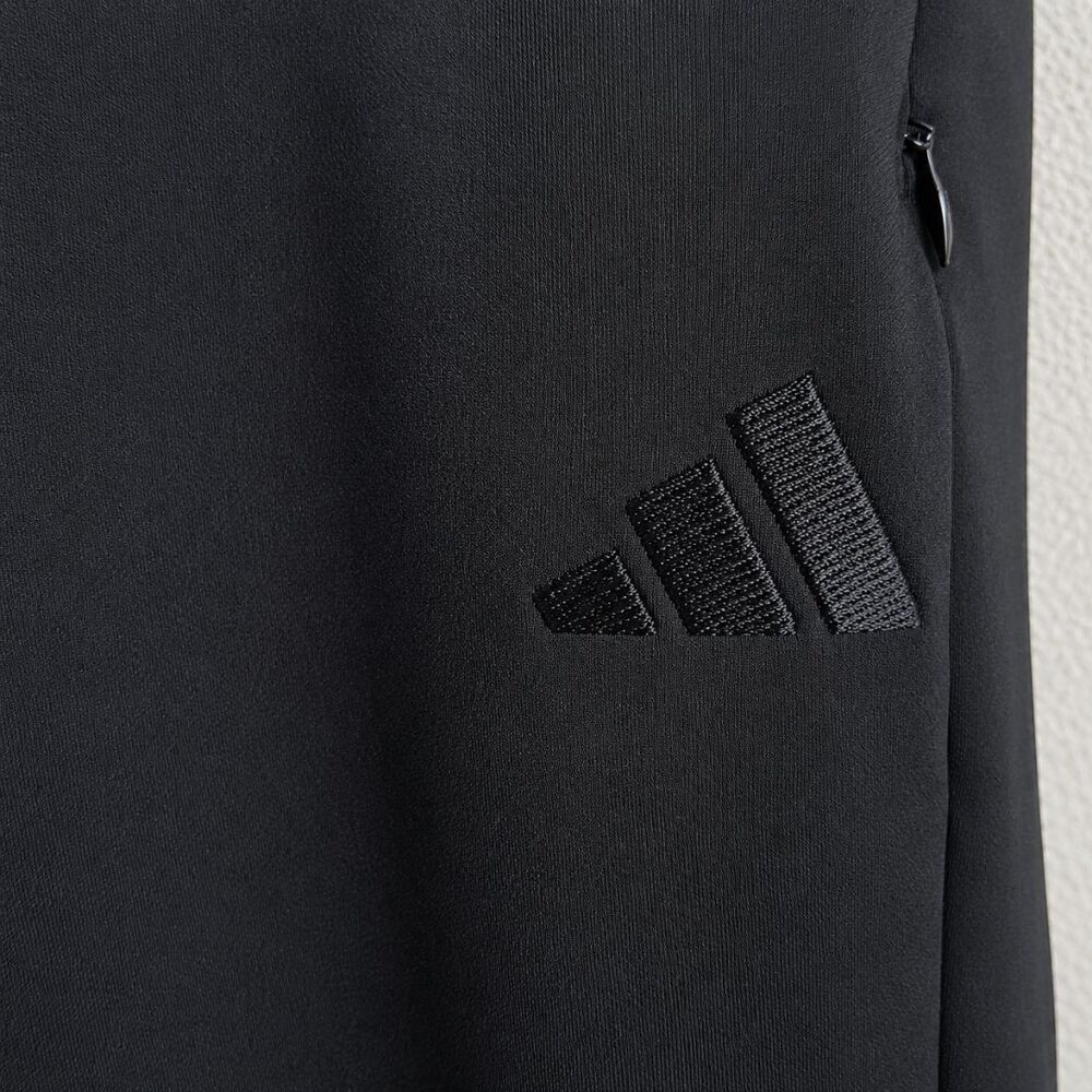 Adidas XL Black Wide Leg Cropped Pants Athleisure High Rise Zip Pockets Lounge - Picture 3 of 9
